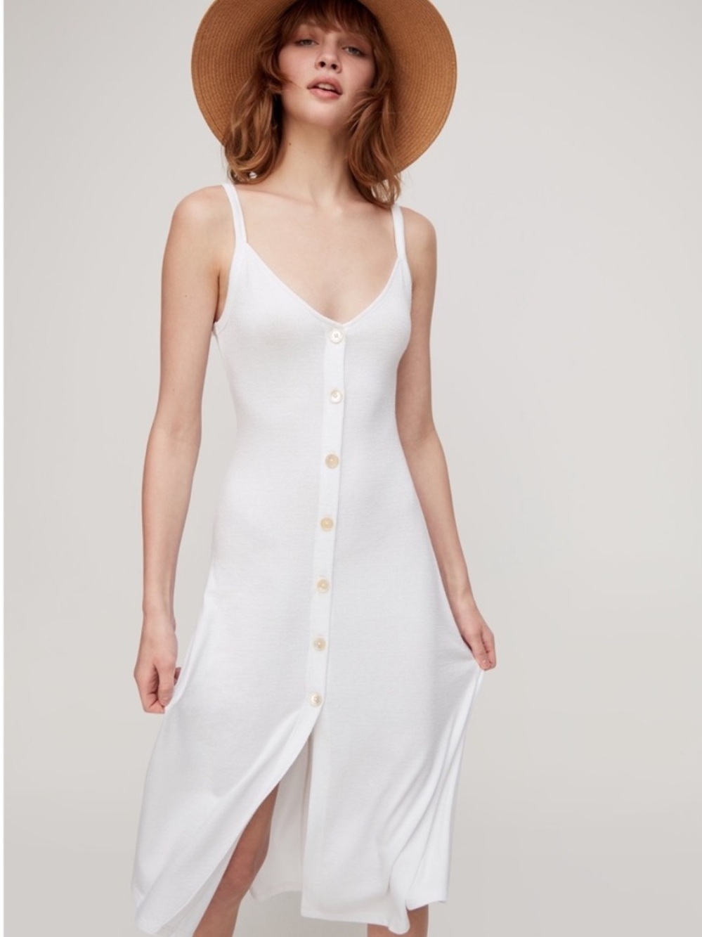 NWT Wilfred Free Mairi Front Button Down Midi Sun Dress White Cottagecore